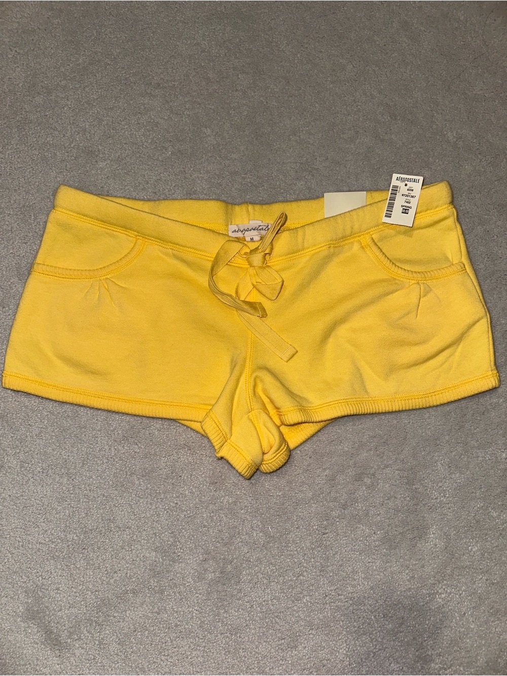 Aeropostale Yellow Knit Drawstring Bike Shorts